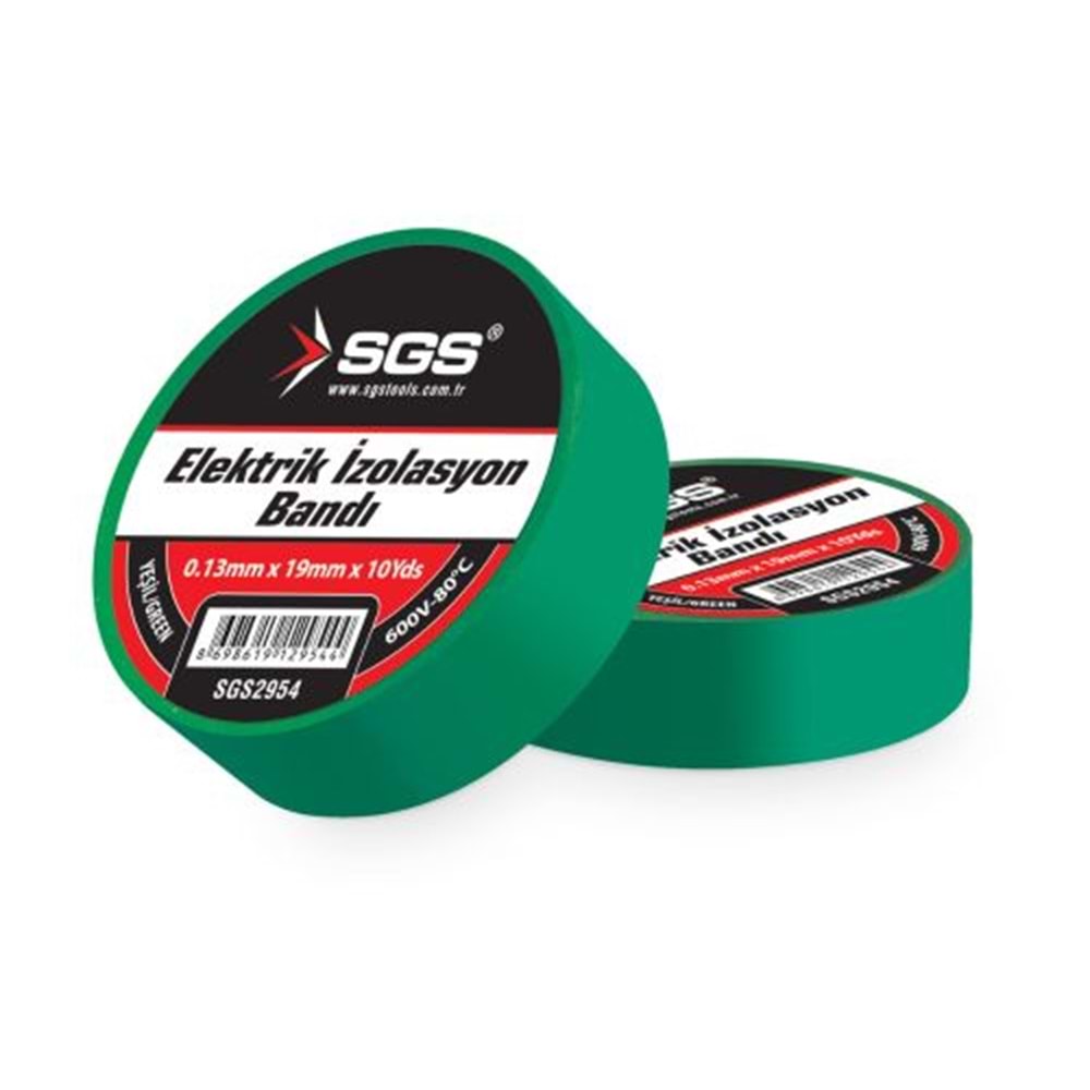 SGS2954 ELEKTRİK İZOLASYON BANDI YEŞİL 19MM X 10 YRD