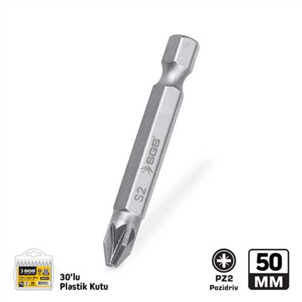 POZİDRİV UÇLU BİTS S2 PZ2 50MM