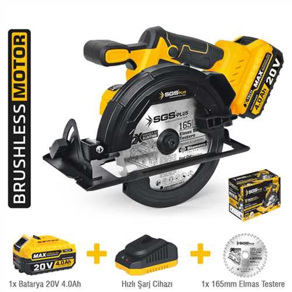 AKÜLÜ DAİRE TESTERE / 4.0 Ah TEK AKÜLÜ / KÖMÜRSÜZ 165 MM