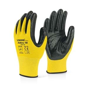 SGS7130 NİTRİL KAPLI ÖRME ELDİVEN SARI ZEBRA - 10