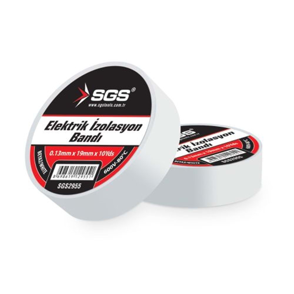 SGS2955 ELEKTRİK İZOLASYON BANDI BEYAZ 19MM X 10 YRD